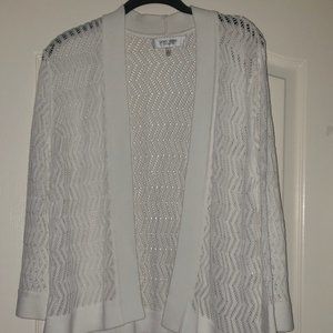 Women's Jones Studio Separates Size XL White Knitted Open Front Cardigan Sweater